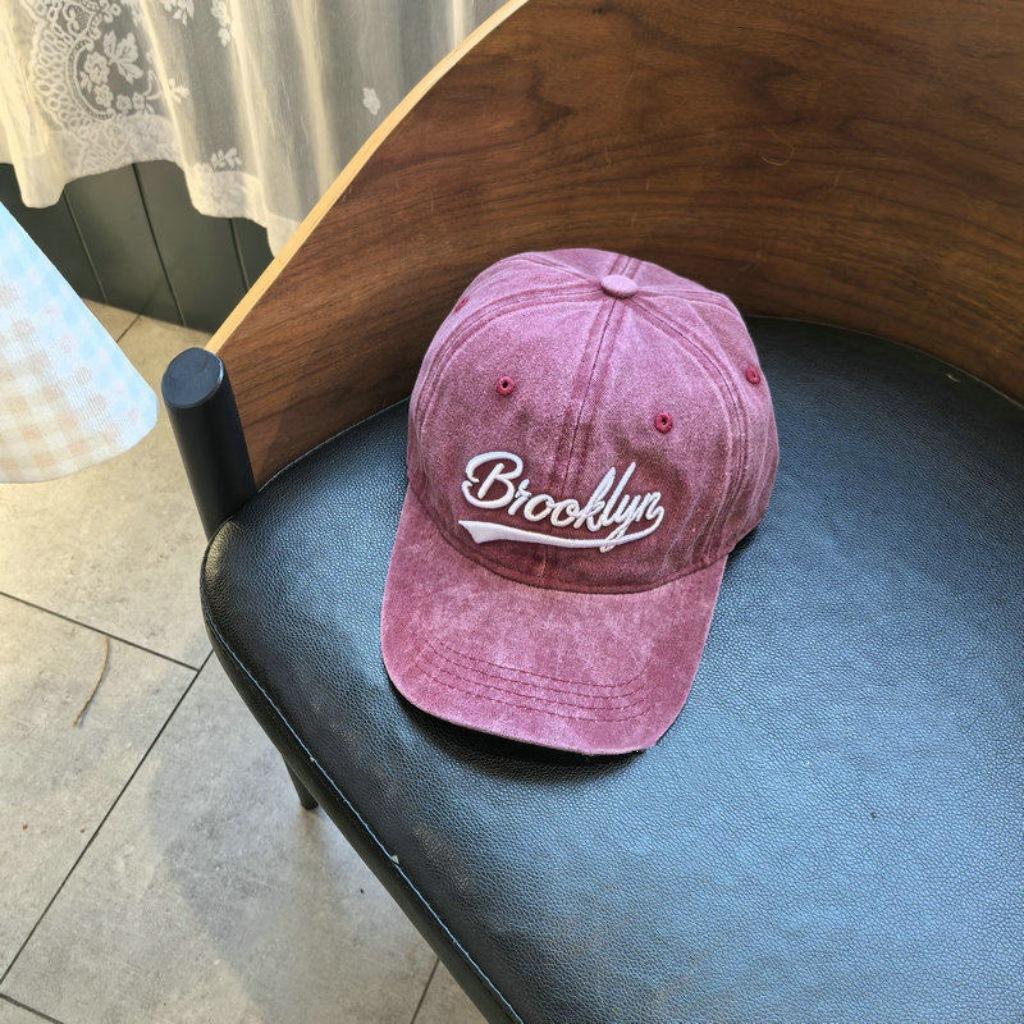 1pc Washed “Brooklyn” Embroidery Baseball Caps for Women,Breathable Korean Retro Style Unisex Trendy Summer Hats Sun Protection
