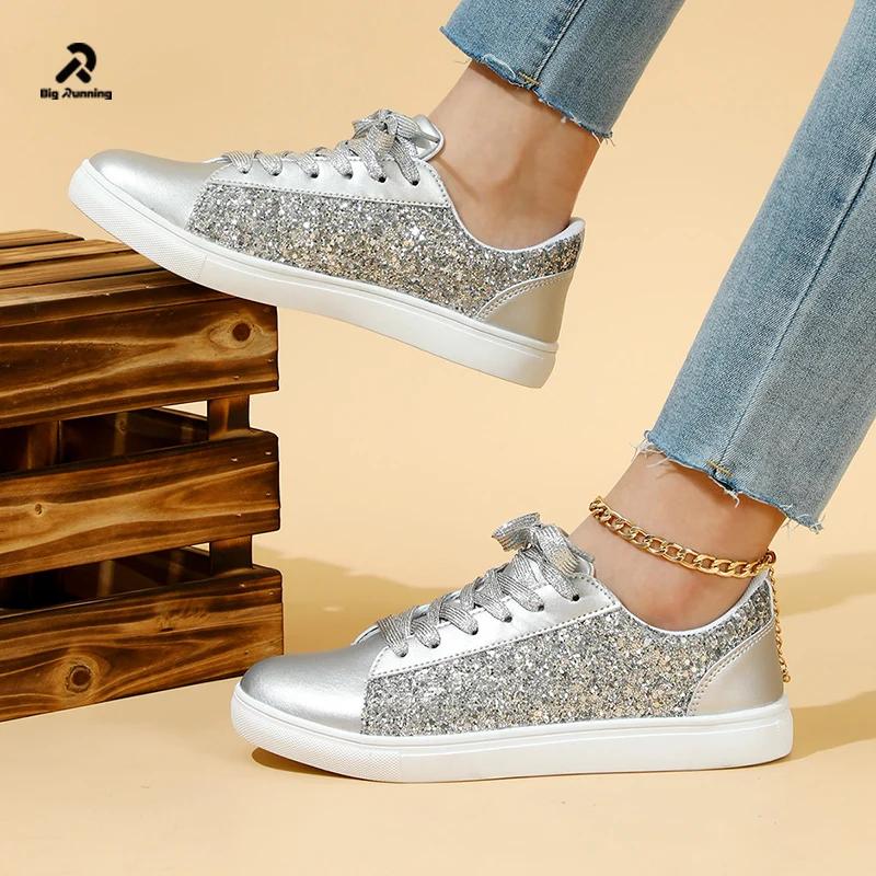 

Goddess shoes from the stars LUCKY STEP Glitter Sneakers Lace up | Fashion Sneakers | Sparkly Shoes for Women 44 срібний