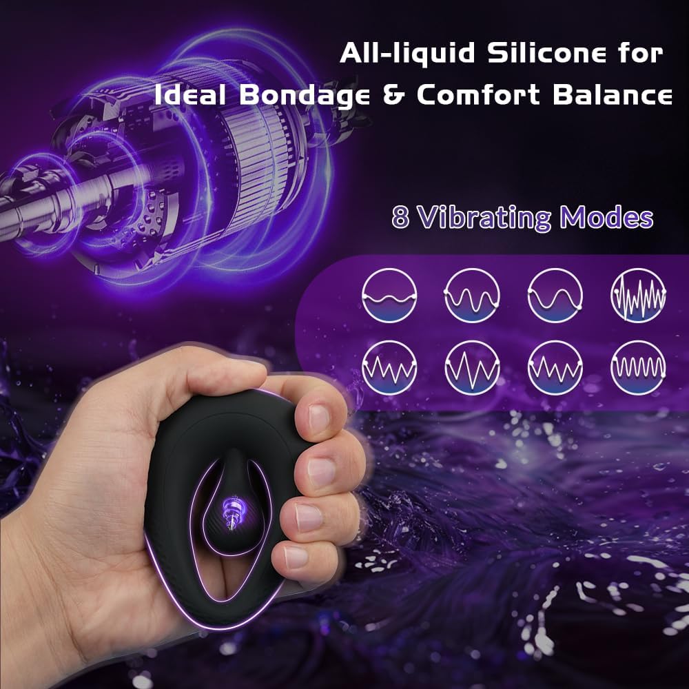 Vibrating Cock Ring with 360° Adjustable Beads Clitoral Stimulator,Penis Ring Vibrator Soft Material 8 Vibrations Penis Ring Adult Sex Toys