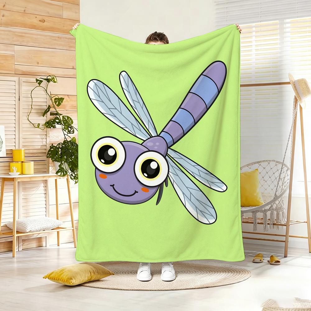 Cute Stuff Dragonfly Throw Lightweight 240G Flannel Blanket Soft Skin-Friendly For Summer Cooling