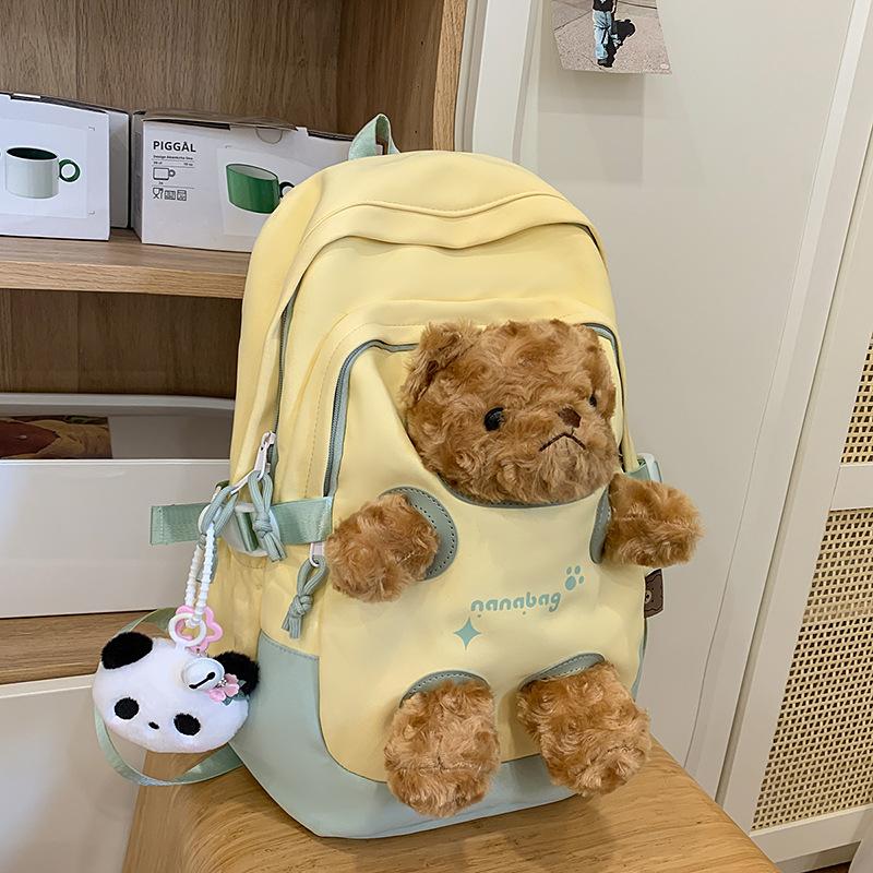 Styggsøt Morsom Bjørnedukke Joker Ungdomsskoleelever Skulderveske Høy Verdi Myk Søt Søt Jente Reise Ryggsekk.