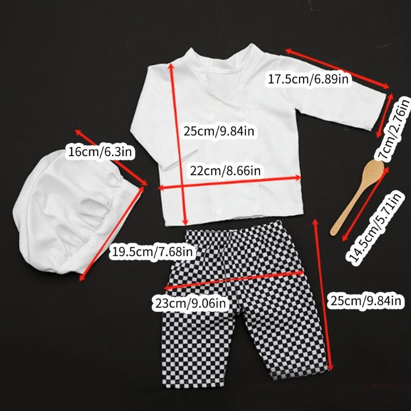 3pcs Photography Props Costume for Baby Boys Girl Newborn Chefs Outfit Photo Wear Infant Cosplay Party Props Photo Outfit