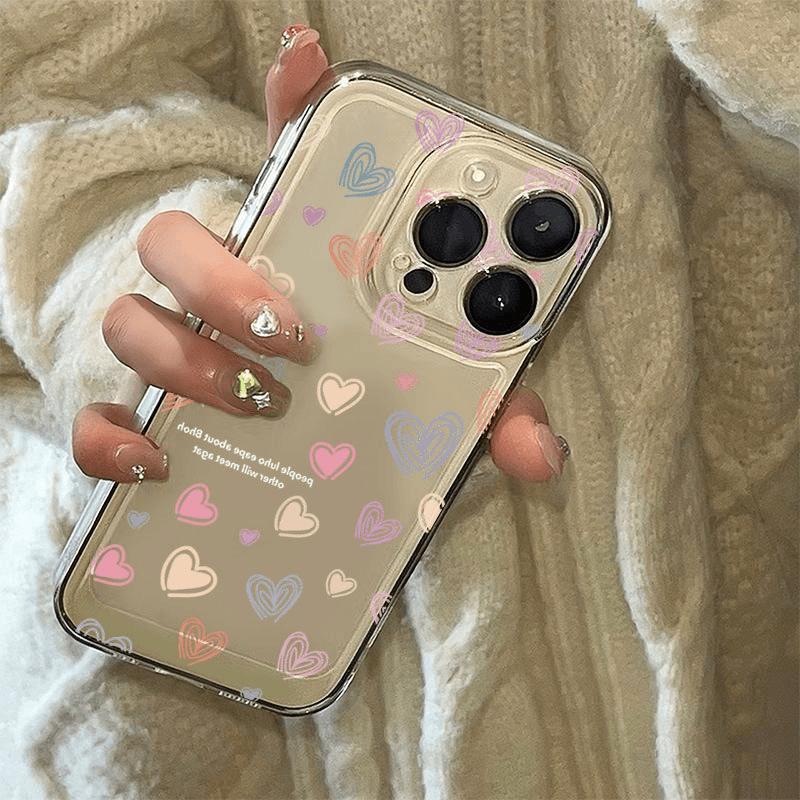 Full Screen Line Love iPhone17Promax Mobile Phone Case Is Suitable for Apple 16Pro Transparent 15 Space Case Max.