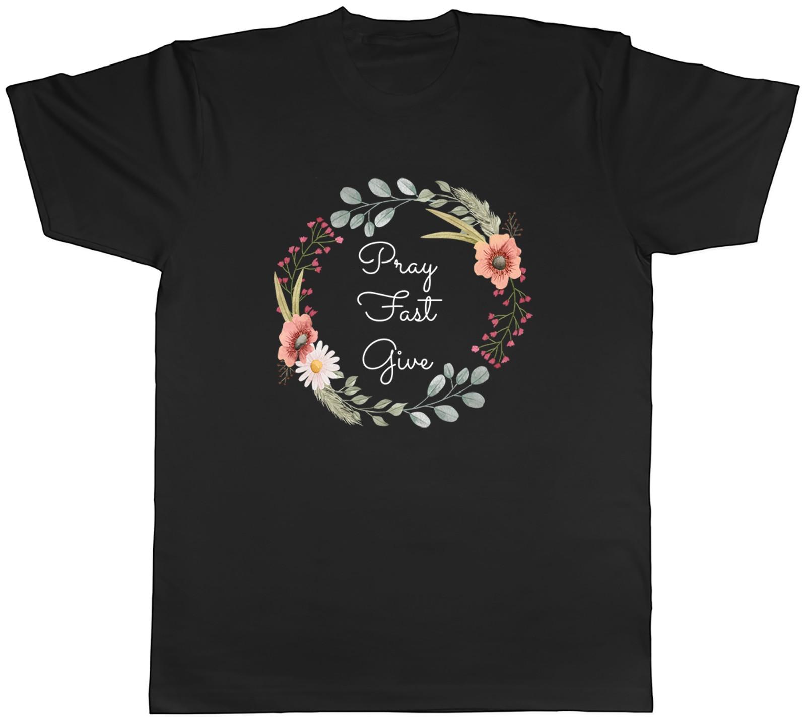 Lent Floral Wreath Pray Fast Give Mens T-Shirt Tee Gift Top S
