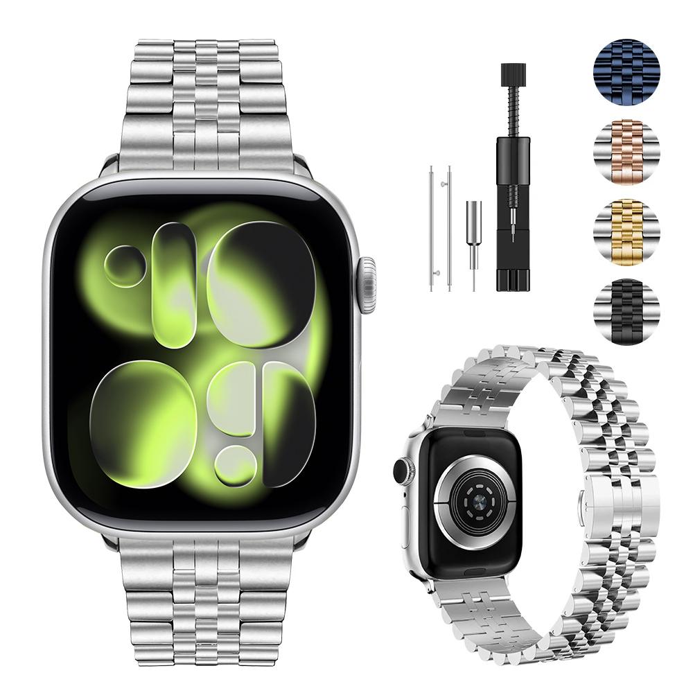 

Metal Strap For Apple Watch Ultra 3/2 49mm 11/10 42/46mm 9 8 7 45/41mm Stainless Steel Bracelet Wristband iwatch 6 5 SE3 44/40mm 38mm-40mm-41mm серебряный