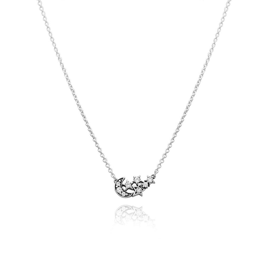 

Pandora 392991C01 Moment Sparkling Moon Star Silver Necklace