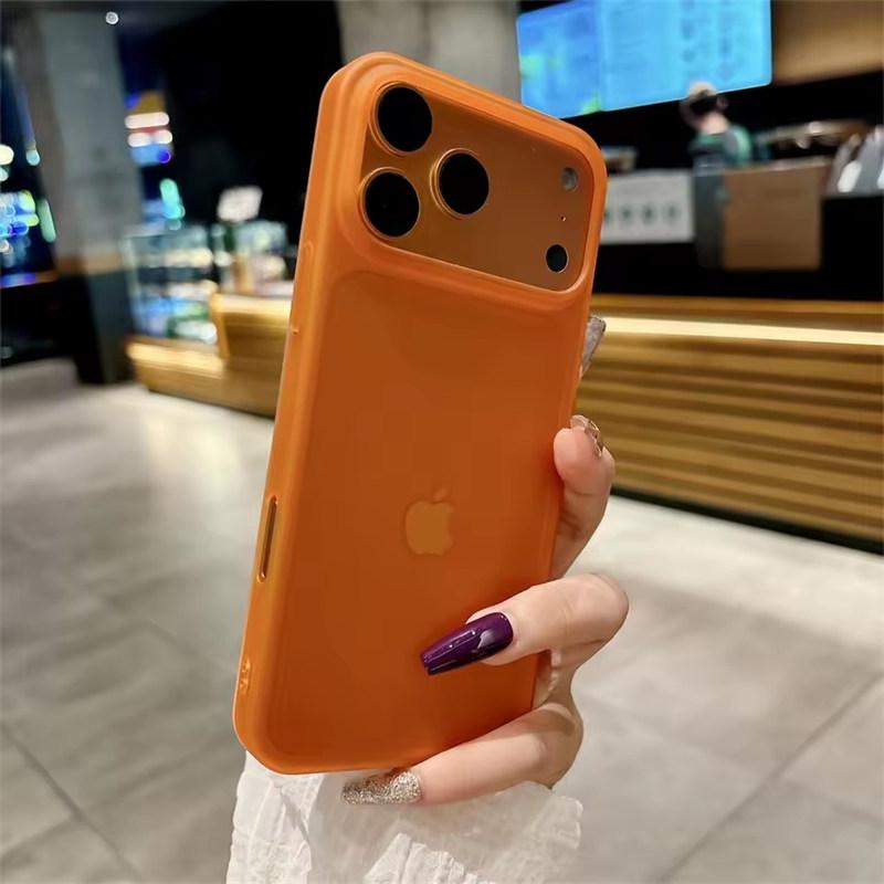 Luxury Translucent Matte Slim Phone Case For iPhone 17 16 15 14 13 Pro Max 17 Pro Shockproof Frosted Ultra Thin Protection Cover iPhone 17 оранжевый