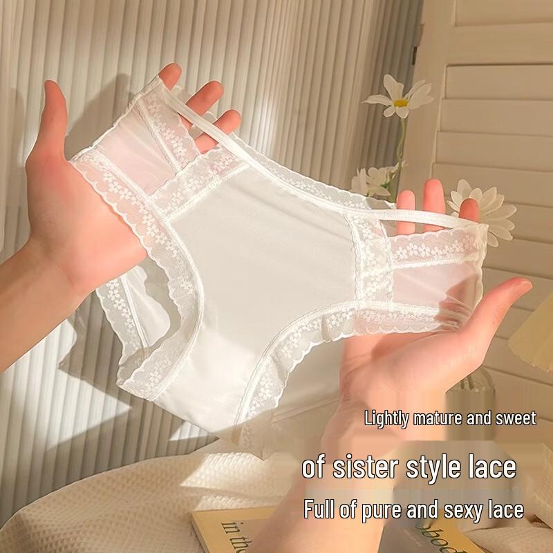 Langsha Women's Sexy Lace Mid-Waist Briefs 4-Pack