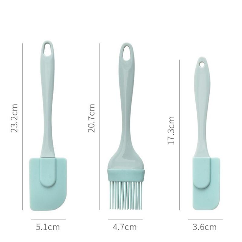 3pcs/set Cream Scraper Diy Bread Cake Butter Spatula Mixer Oil Brush Kitchen Baking Tool Silicone Spatula Non-stick Kitchen