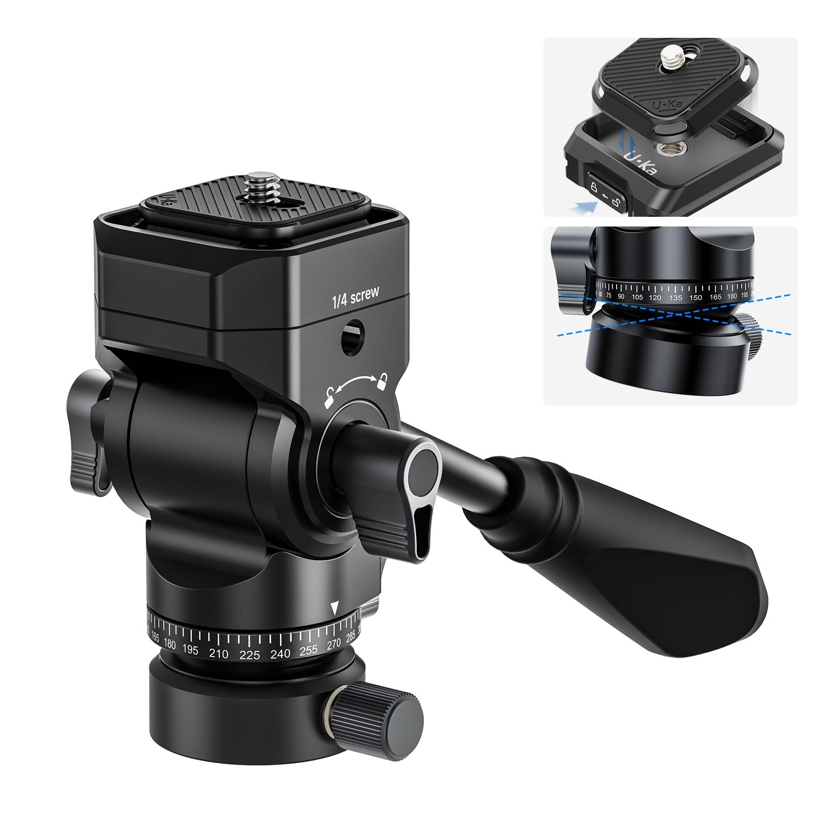 

Ulanzi II Видеоголовка штатива с Uka Quick Совместимая с F38 Жидкий Наклон и и Уровень Наклона 4 кг Нагрузка Алюминиевый Сплав Съемная 38 мм Совместимая чёрный