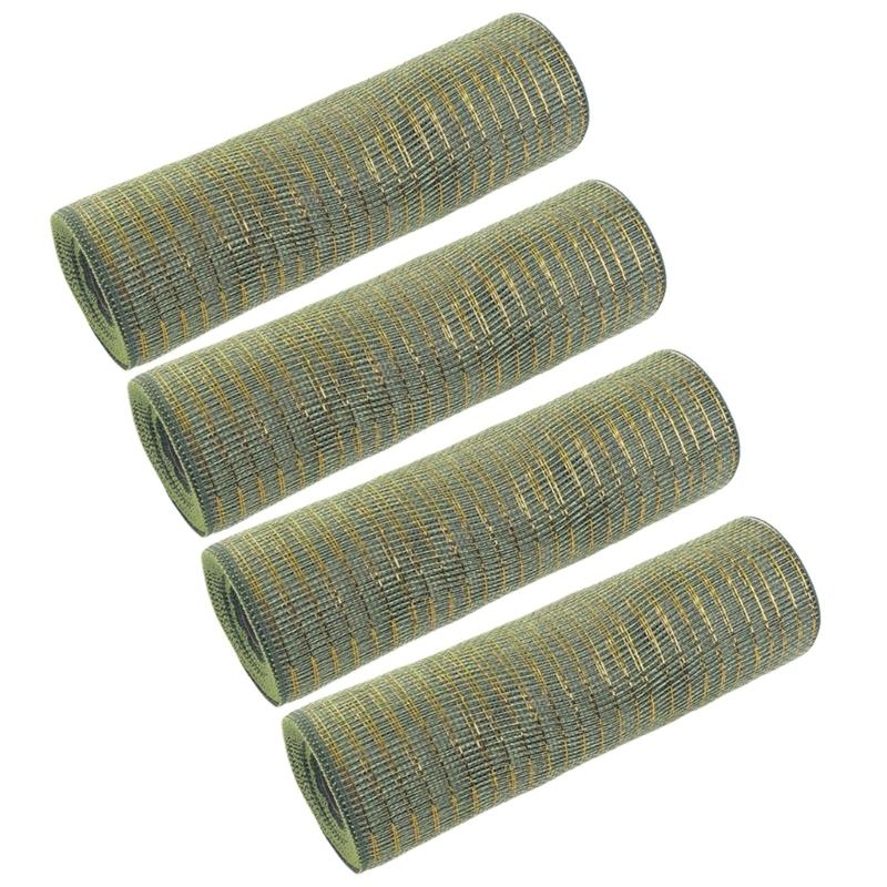 4 Rolls Durable Plastic Mesh Ribbon for Christmas Tree Decoration Perfect for DIY Projects and Festival Home Decors