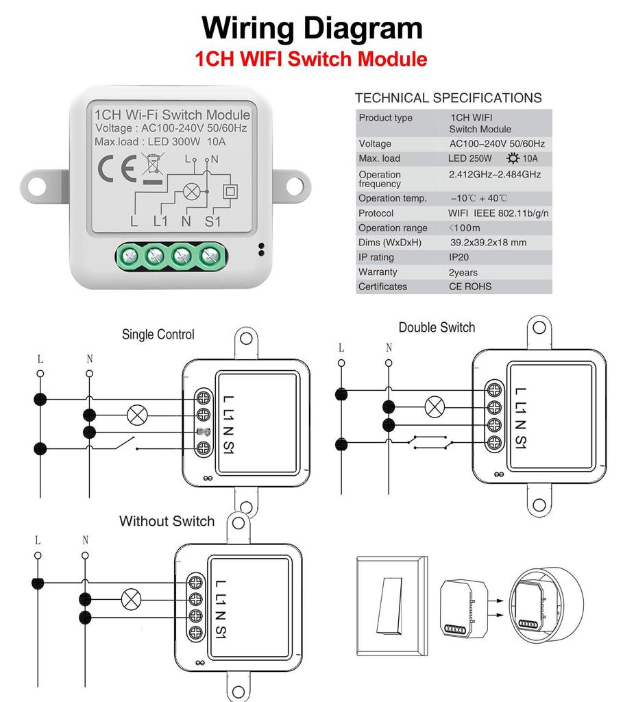 Graffiti WiFi Smart Switch with Alexa and Dual Remote Control Timer