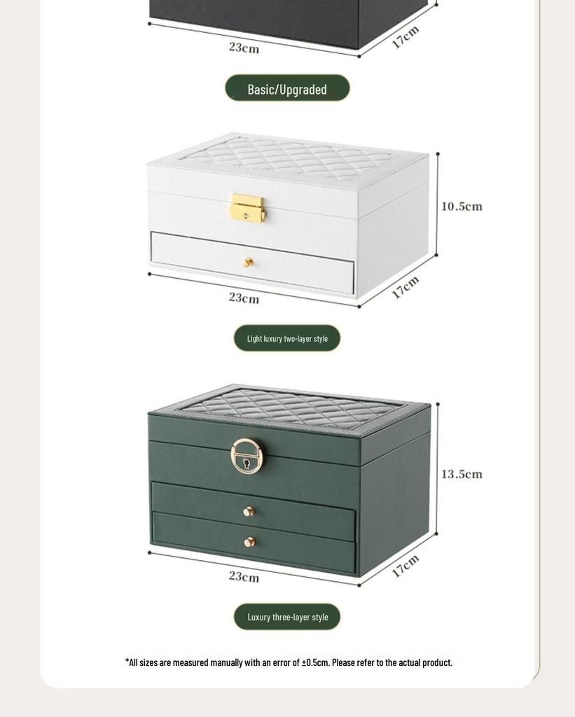 Luxury Jewelry Storage Box for Earrings, Bracelets, and Rings - Large Capacity, Gold Finish