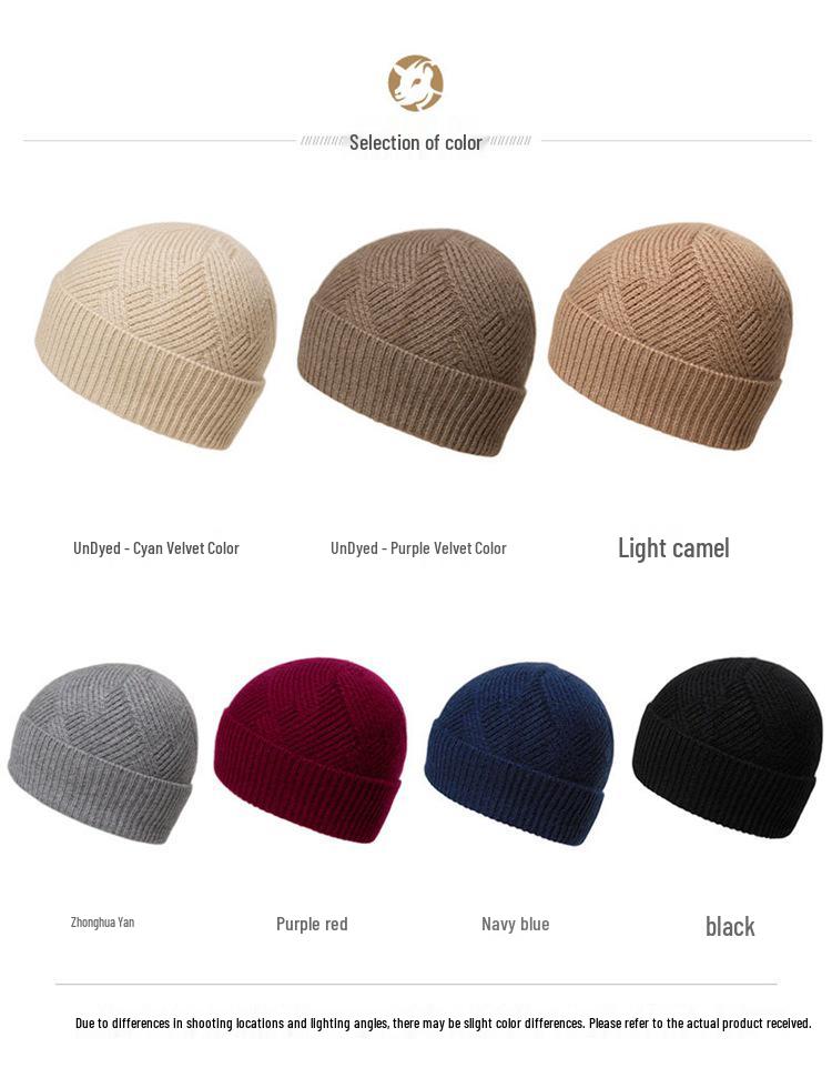 Kang Sai Ni 100% Pure Cashmere Knit Hat - Versatile & Warm Ear Protection for All Ages, European & American Style
