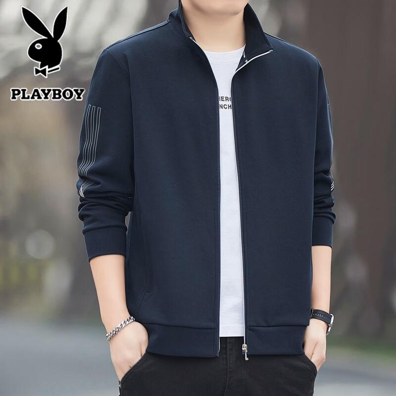PLAYBOY Men's Stand-Collar Cardigan Sweatshirt