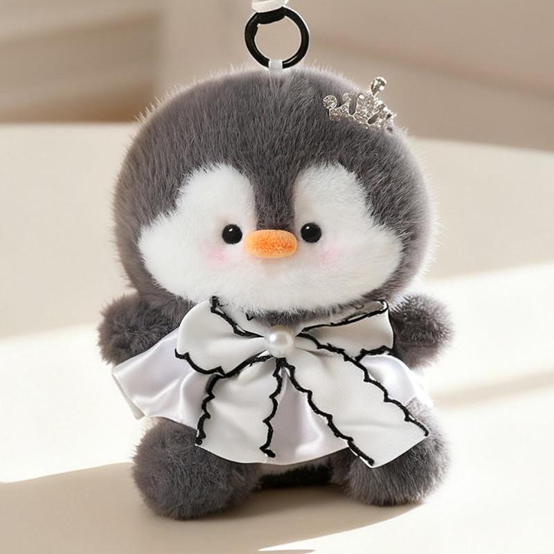 Penguin Family Series Plush Keychain 15cm Faux Mink Fur Cute Pendant Scented Stuffed Animal Bag Charm Removable Outfit for Girls