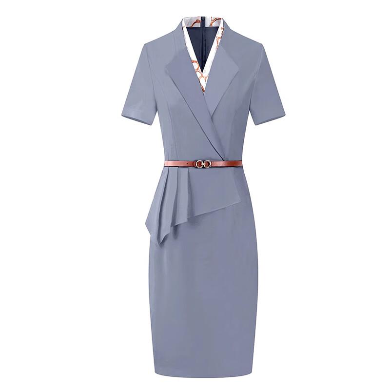 

Teluoman Professional Blazer Collar Summer Dress 3XL