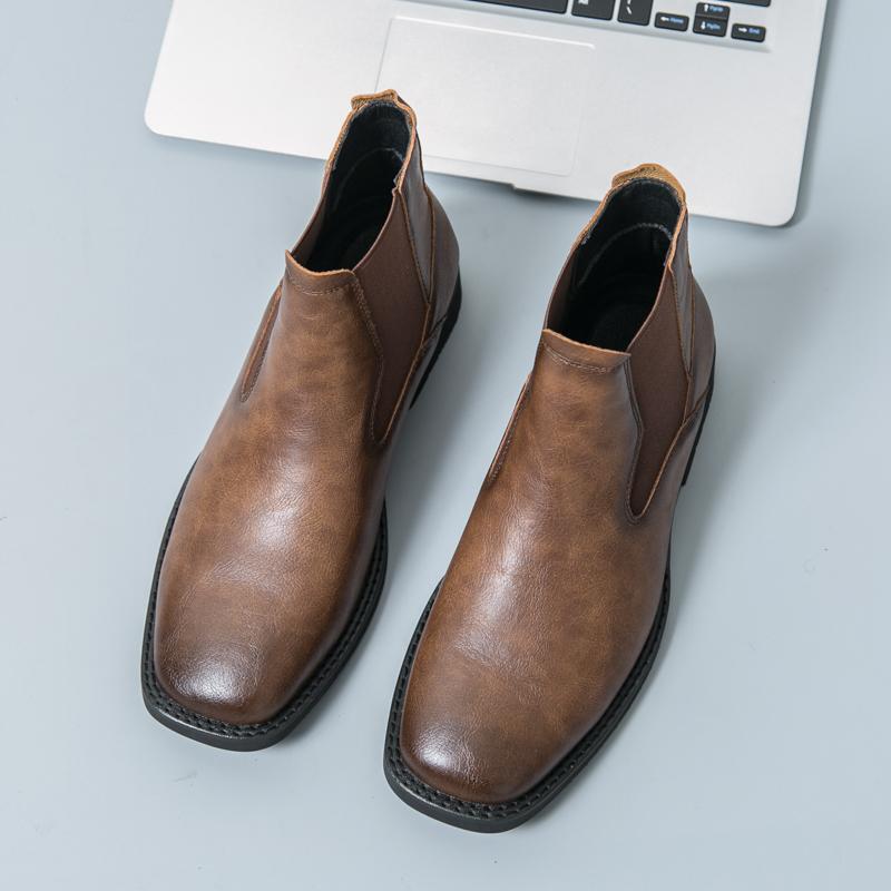 Marque de créateur Hiver Bottines montantes courtes Simples Classiques Bureau Chaussures Décontractées Business pour Homme Bottines courtes en cuir polyvalentes pour homme