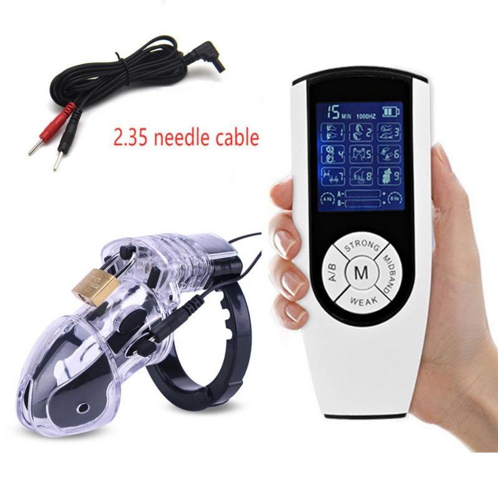 Electro Shock CB6000 Male Chastity Cage Ball Stretcher,Electric Shock Cock Cage Penis Ring, Timer Lock Chastity Belt Sex Toy