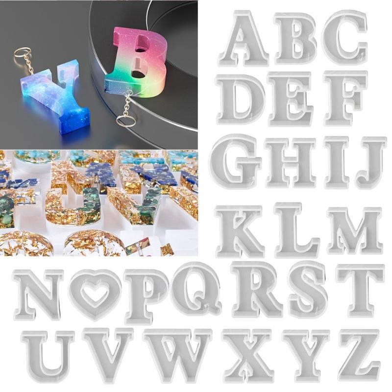 Silicone Pendant Mold Clay Molds Letter Shaped Silicone Keychain Moulds Pendant Accessories Gift for Hand Making Lover