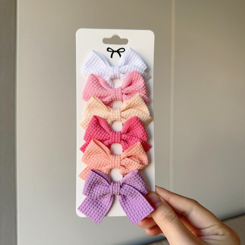 6Pcs/lot Solid Color Ribbon Baby Bows Hair Clips for Baby Girls Handmade Bowknot Hairpin MiNi Barrettes Kids Hair Accessories