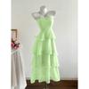 Summer Knit Dress With Ruffled Hem And High Waist For Women