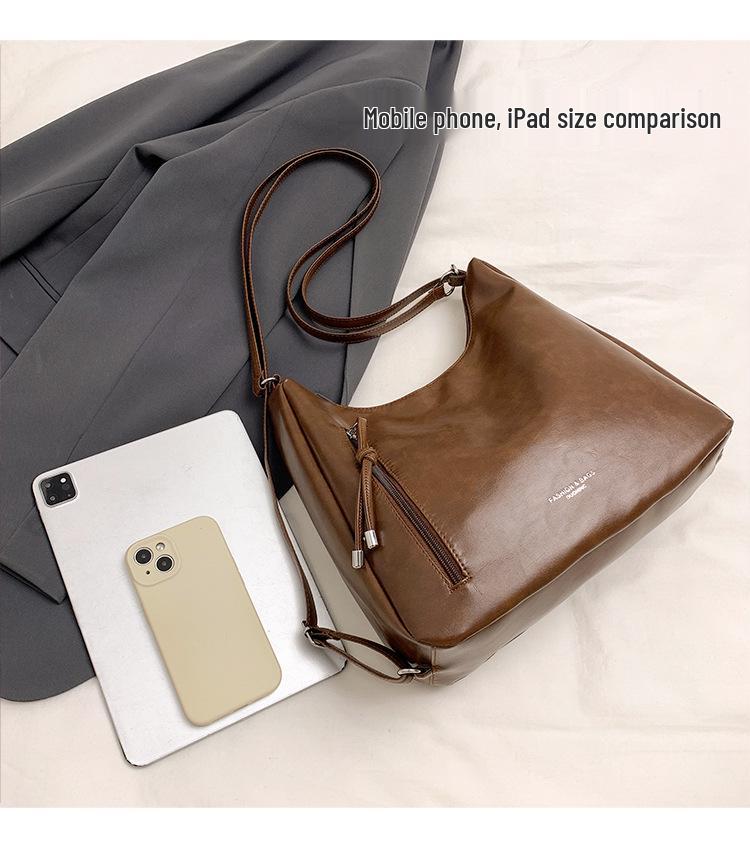 Women's 2025 Spring Retro Tote: Large-Capacity Simple Korean Fashion Shoulder Bag