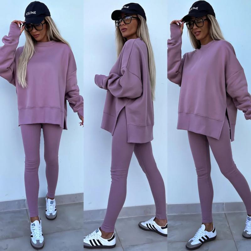 Neues Frühjahr Damen Lässiges Enganliegendes Hosen- Und Lockeres Sweatshirt Zweiteiliges Set