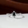 Retro fashion simple copper plated white gold black square zircon ladies ring