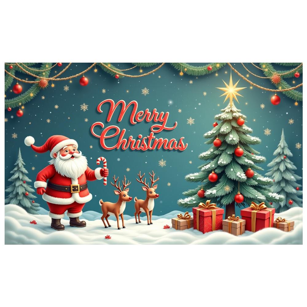 Xmas Decor Banner Colorful Ornaments Festive Banner Christmas Decoration Banner Reindeer Pattern For Family Party Christmas Eve