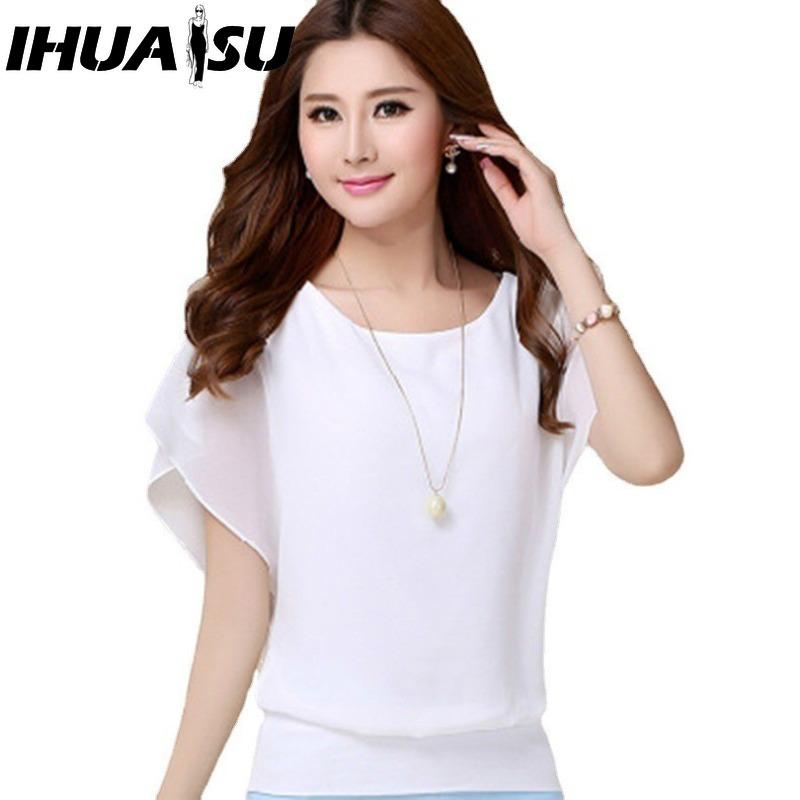 

IHUASU Женские модные повседневные однотонные блузки и рубашки с коротким рукавом и круглым вырезом с принтом S белый