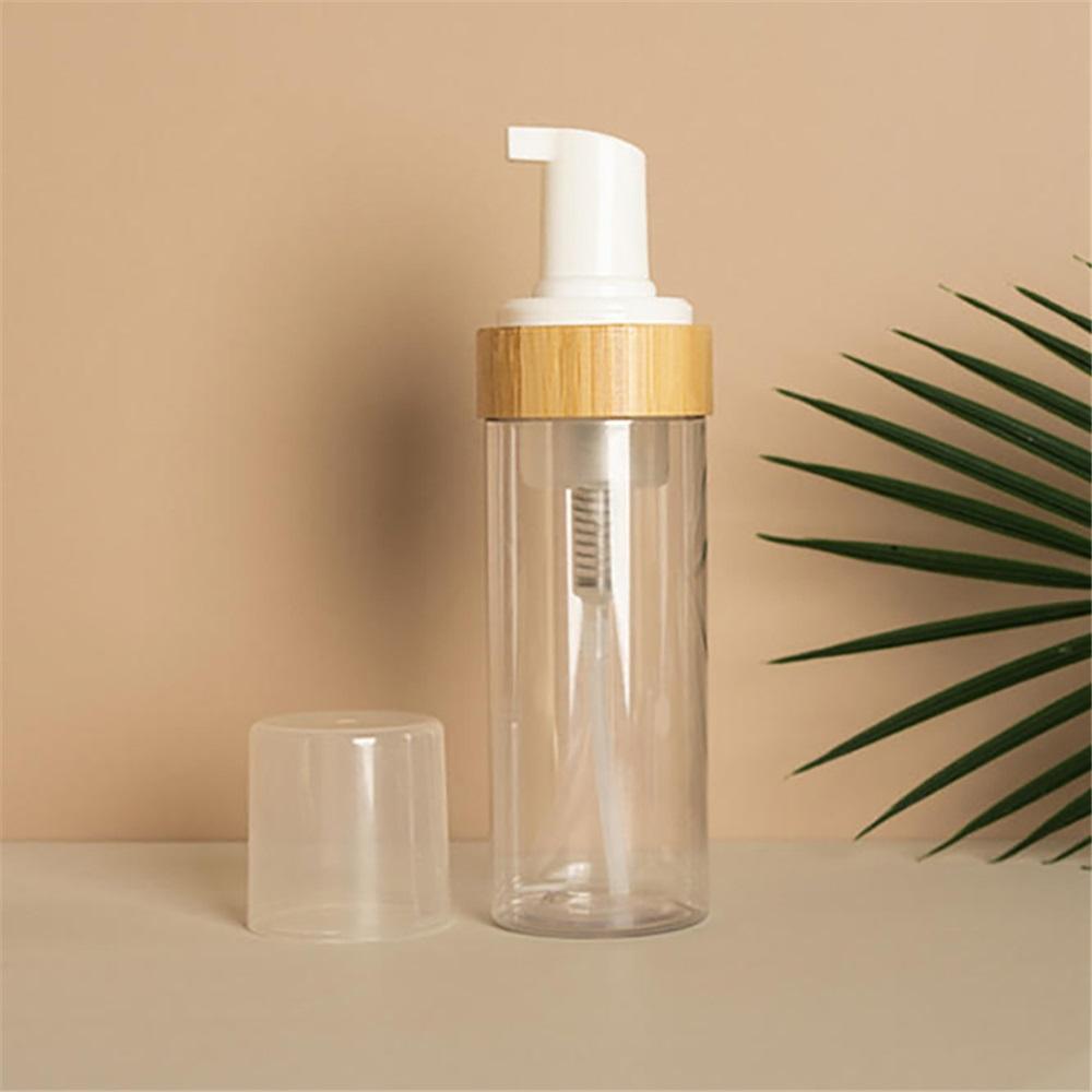 150ml Travel Bamboo Foam Pump Bottle Refillable Hand Sanitizer Shampoo Soap Dispenser Cosmetic Container