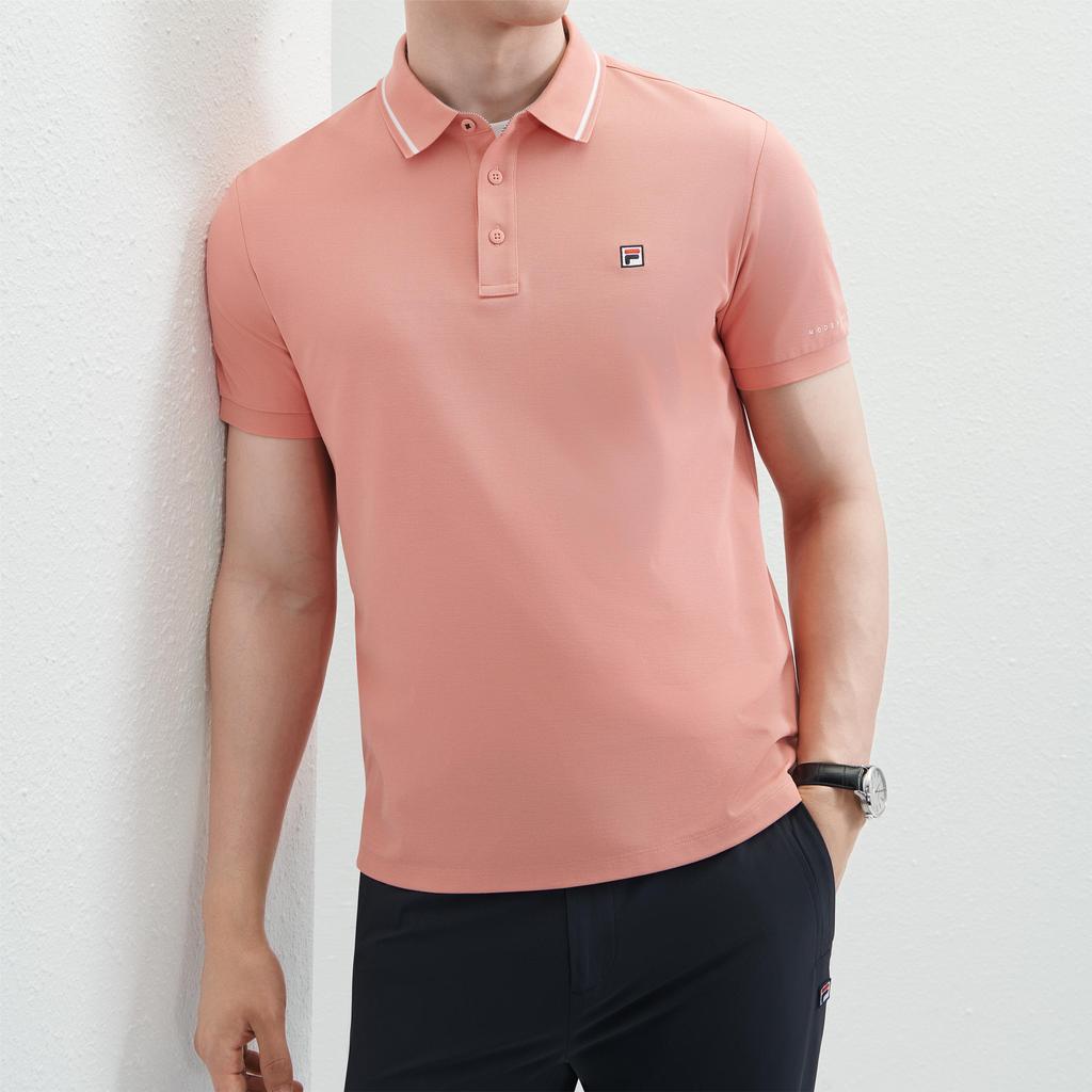 New FILA MODERN HERITAGE Polo Shirt Men's Light Orange Pink F11M421115FPK