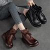 Fashion GKTINOO Shoes Women Boots 2025 New Winter Genuine Leather Handmade Round Toe Zip Sewing Wedge Shoes Ankle Platform Boots