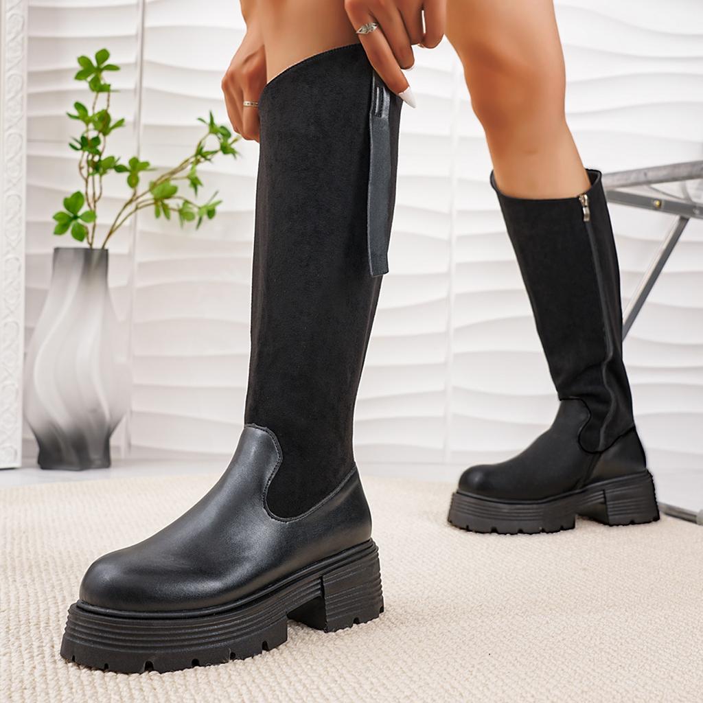 2025 Autumn and Winter New Versatile Women's Boots Heightened Thick-soled Thin Boots But Knee Knight Boots High Boots
