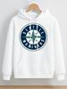 This Men's Fall/winter Athletic Hoodie Features the Seattle Mariners Logo and Classic Compass Star Pattern, Perfect for Everyday Wear.