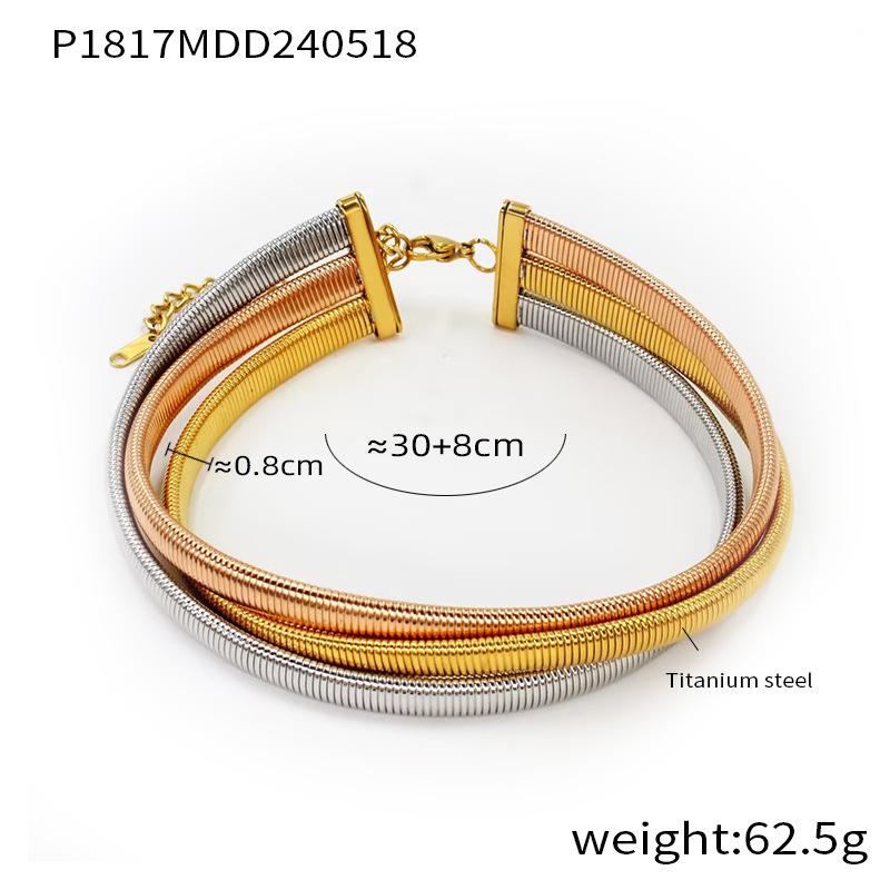 

Meier Punk style jewelry geometric goose throat sense of design multi-layered wind titanium steel gold-plated necklace