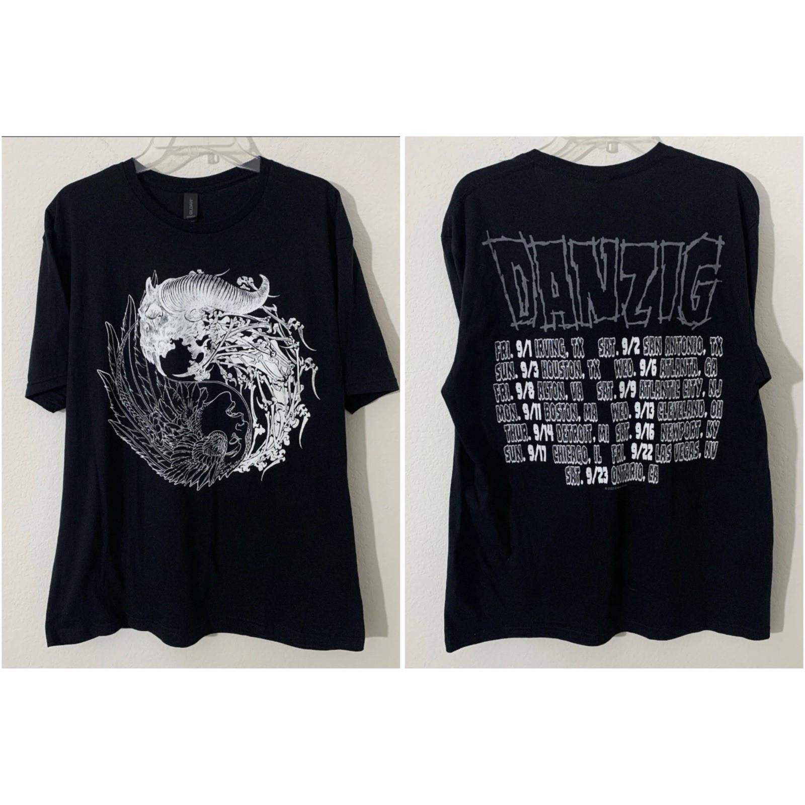 Danzig Tour Shirt 2023 Band Tee Yin and Yang Angel Demon Print Double Sided Unisex T-Shirt S