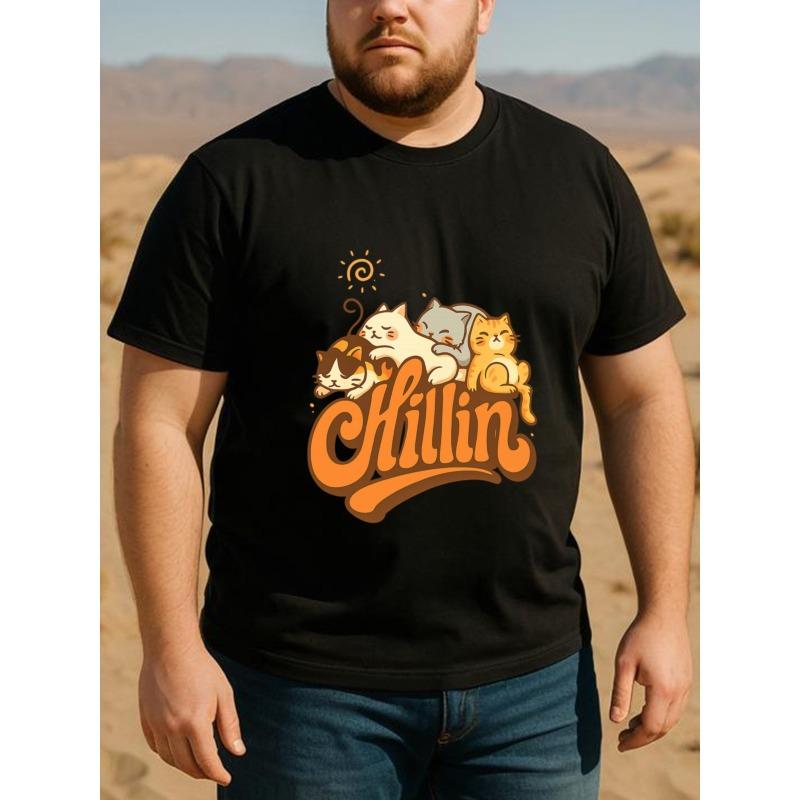 

European Size Men s Printed Short-sleeved Shirt, Simple Knitted Pure Cotton T-shirt, Casual Commuting Printed Shirt, High-quality Pure Cotton T-shirt 4XL чорний
