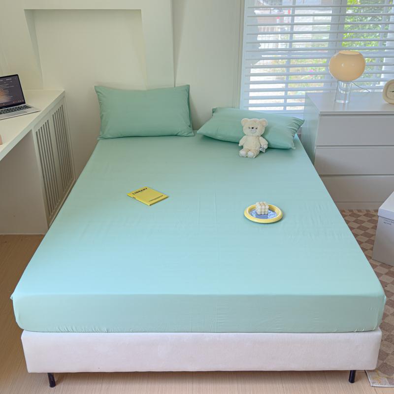 1pc Solid Color Fitted Sheet 100% Cotton Bedsheets Yarn Dyed Bed Cover Breathable Bed Linen sabanas para cama (No Pillowcase)