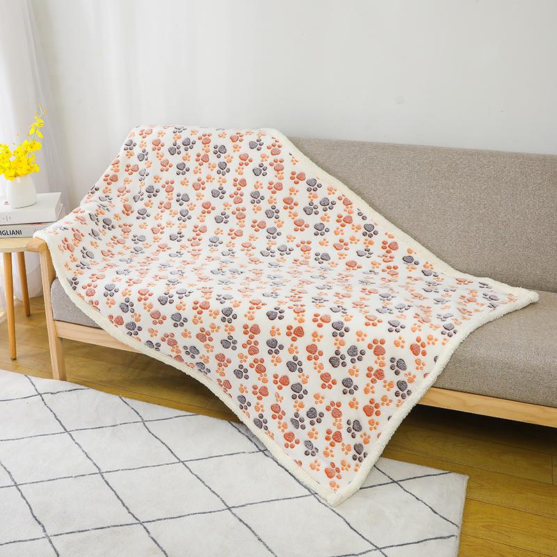 Flannel Sherpa Thickened Double-Layer Pet Blanket and Dog Bed Mat