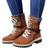 Autumn and winter large size women's high-top long tube belt buckle wool mouth lace-up Martin boots boots