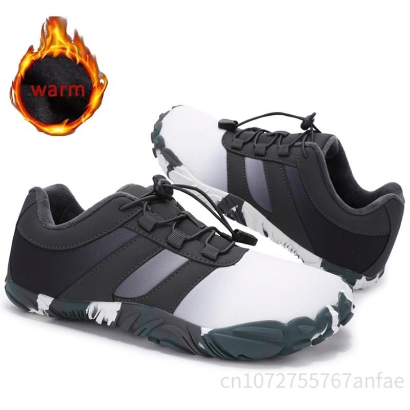 New Outdoor Trekking Cotton Shoes Barefoot Cotton Shoes Waterproof Lightweight Non Slip Five Finger Walking Shoes Thickened Warm