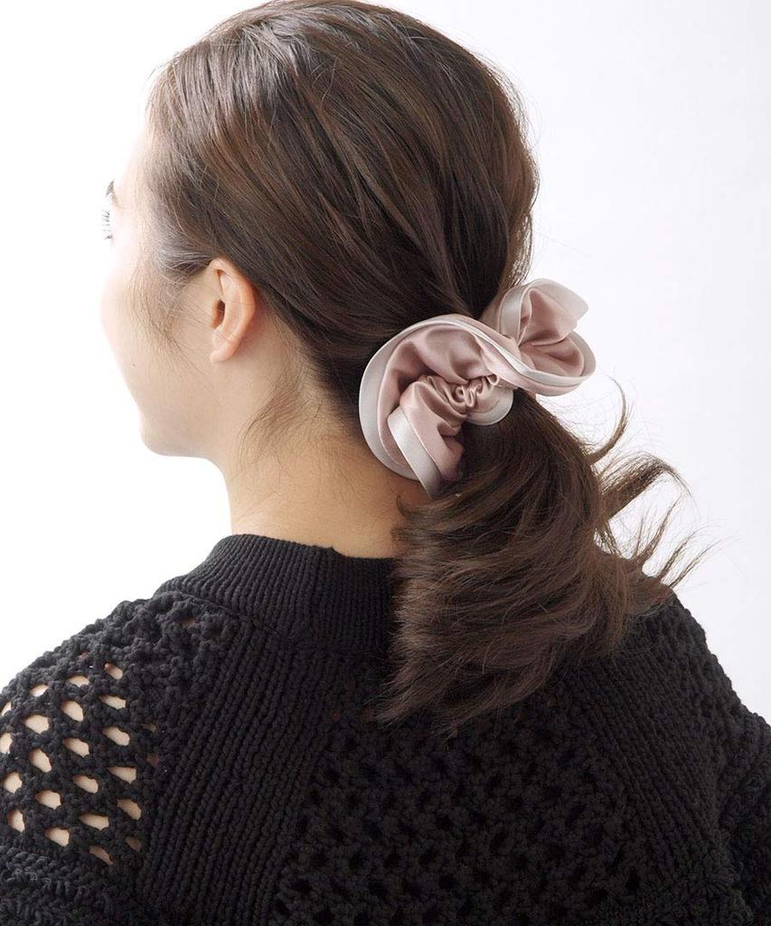 VINGTAINE Elegant Satin Scrunchie with Easy Gorgeous Everyday Hair Ruffles, Volume, Basic, Updos, Accessory, HS-30-PK2