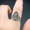Gothic Castle Ring Retro Hollow for Men Women, Church Statement Punk Style Alloy Ring, Non Tarnish Carving Open Hypoallergenic Finger Jewelry