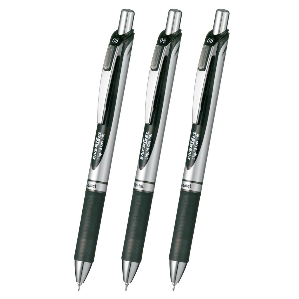 Pentel Ballpoint Pen Gel Ink EnerGel Knock Type 0.5mm BLN75ZA3AMZ Black 3 Pieces