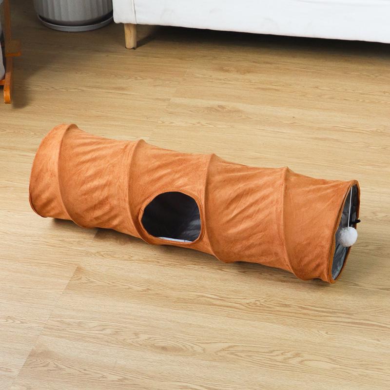 Foldable Double-Layer Cat Tunnel Toy – Suede, Easy Storage, Self-Amusement Pet Supplies