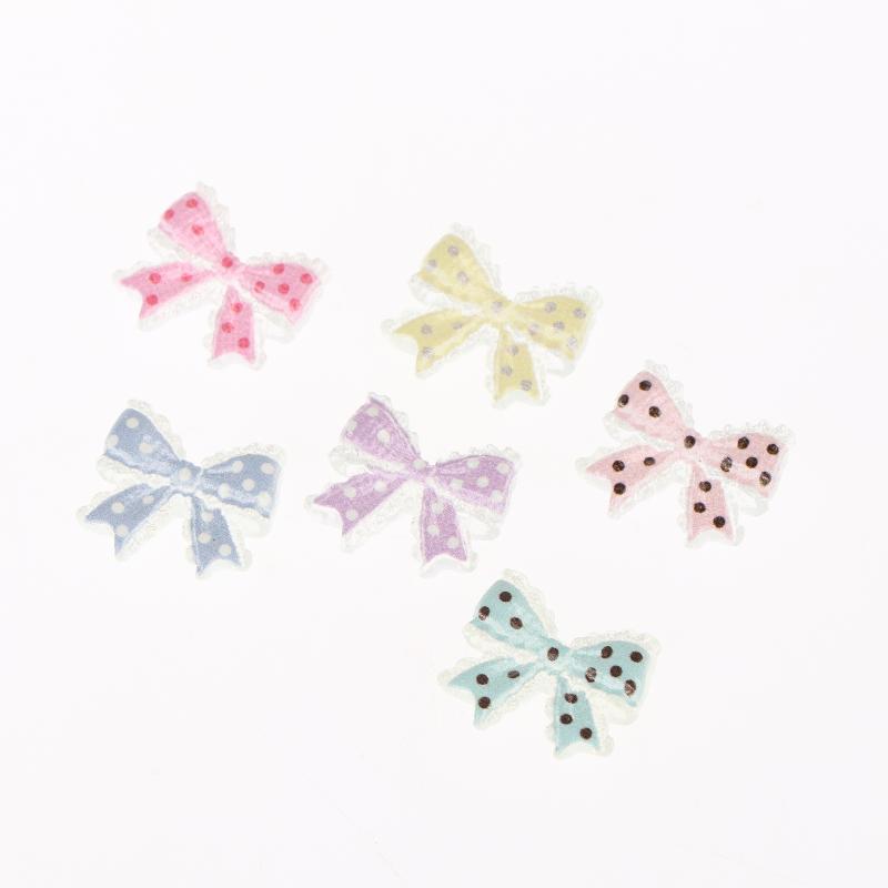 10PCS Planar Resin Bowknot Patches Small Dot Pattern for Scrapbook Diy Hairpin Decoration