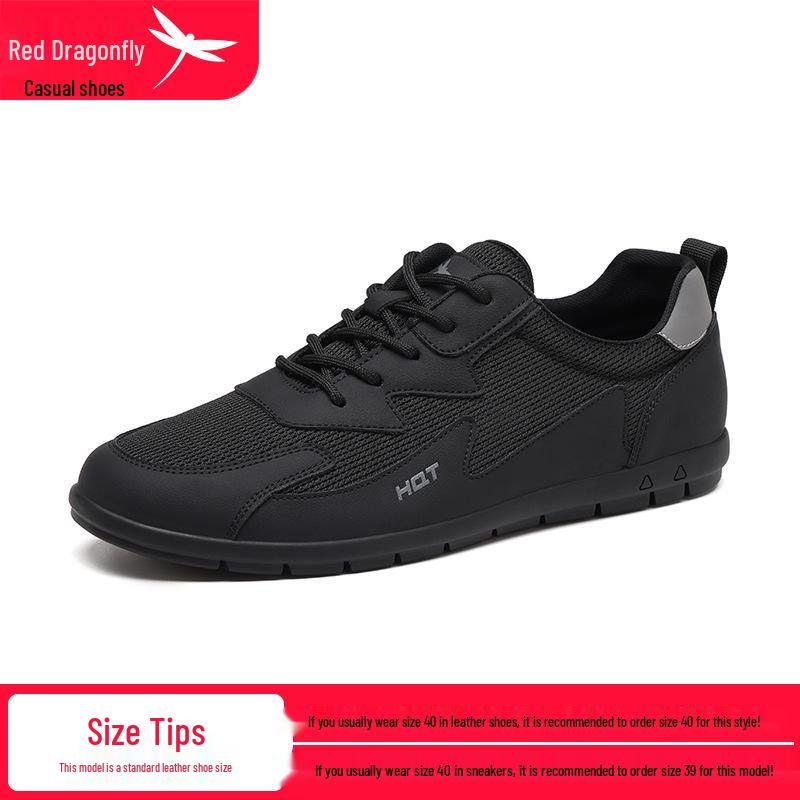Red Dragonfly Men s Breathable Black Mesh Sneakers - Sporty & Casual Board Shoes for Spring, Summer, and Autumn Travel 41