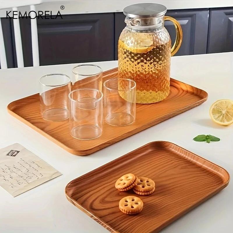 Pallet Rettangolare Nordico in Plastica Colori Legno Imitazione Vassoio Frutta Caffè Vassoio Portaoggetti Piatto da Pranzo Vassoio da Servizio per la Casa Vassoio da Tè